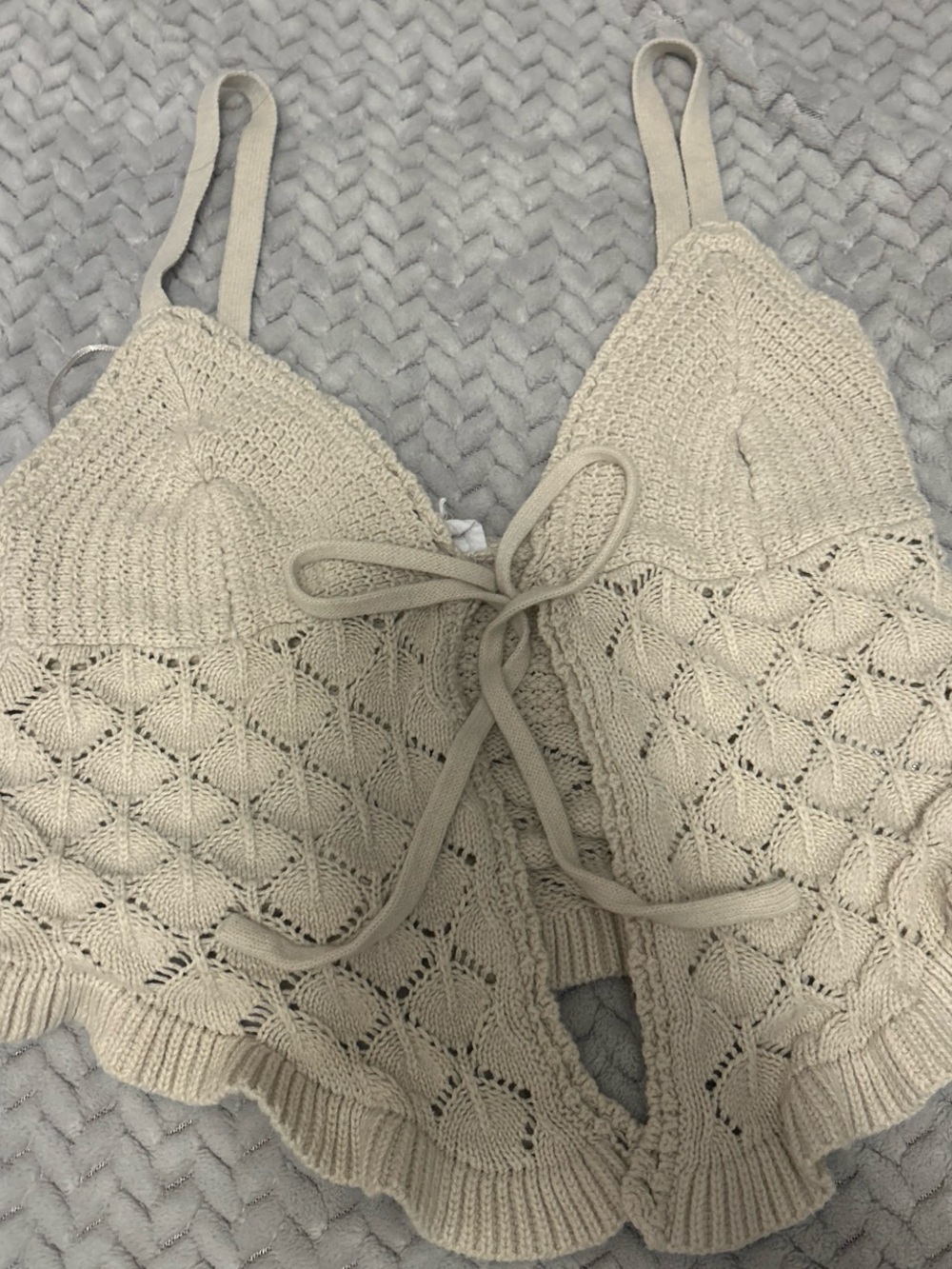 T.J.Maxx Cream Crochet Tie-Front Tank